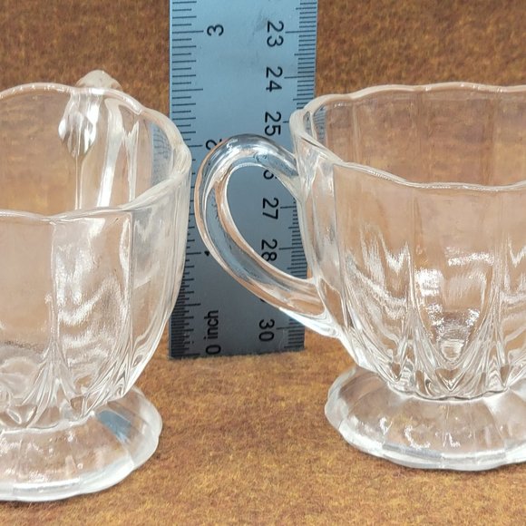 Viking Handmade Glass Sugar Creamer Clear/w Hint of Glow Under UV Mid-Century - Picture 5 of 8